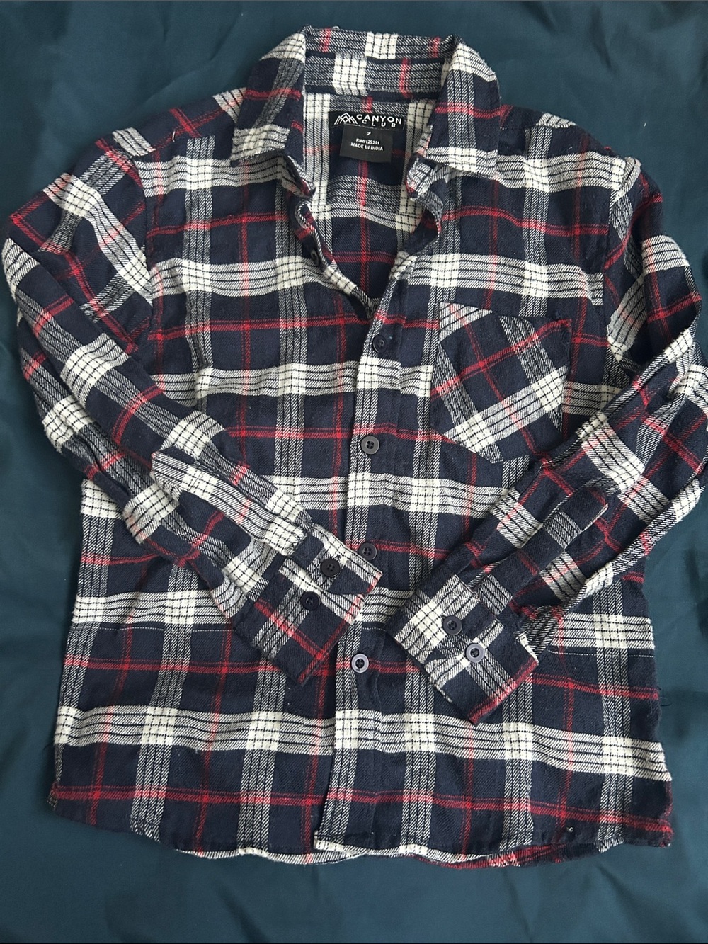 Canyon Plaid Button-Up Shirt in Navy, White & Red